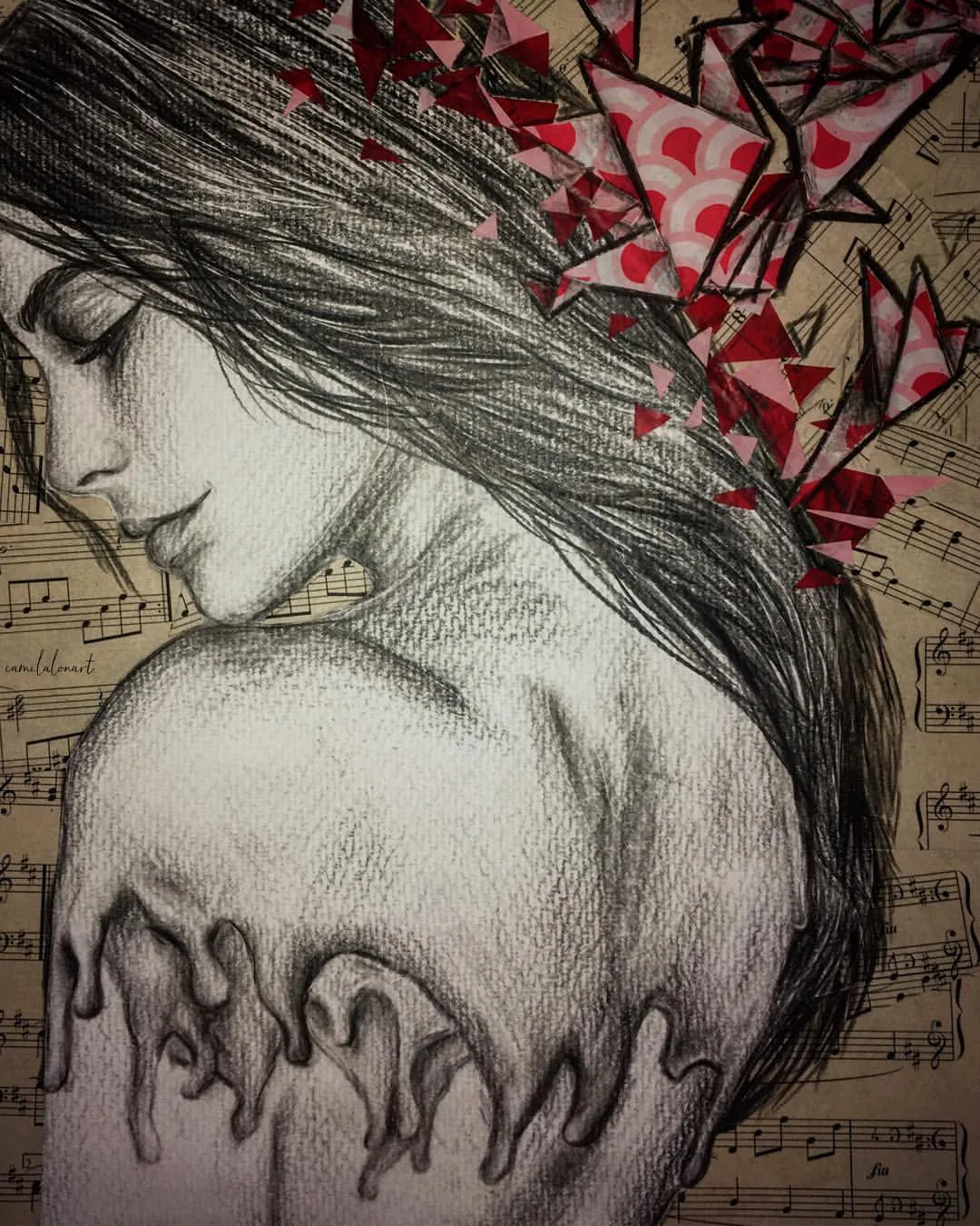 Origami — Pencil Watercolor Ink Pen, 2017