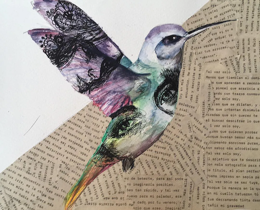 Pajarito — Pencil Watercolor Ink Pen, 2017