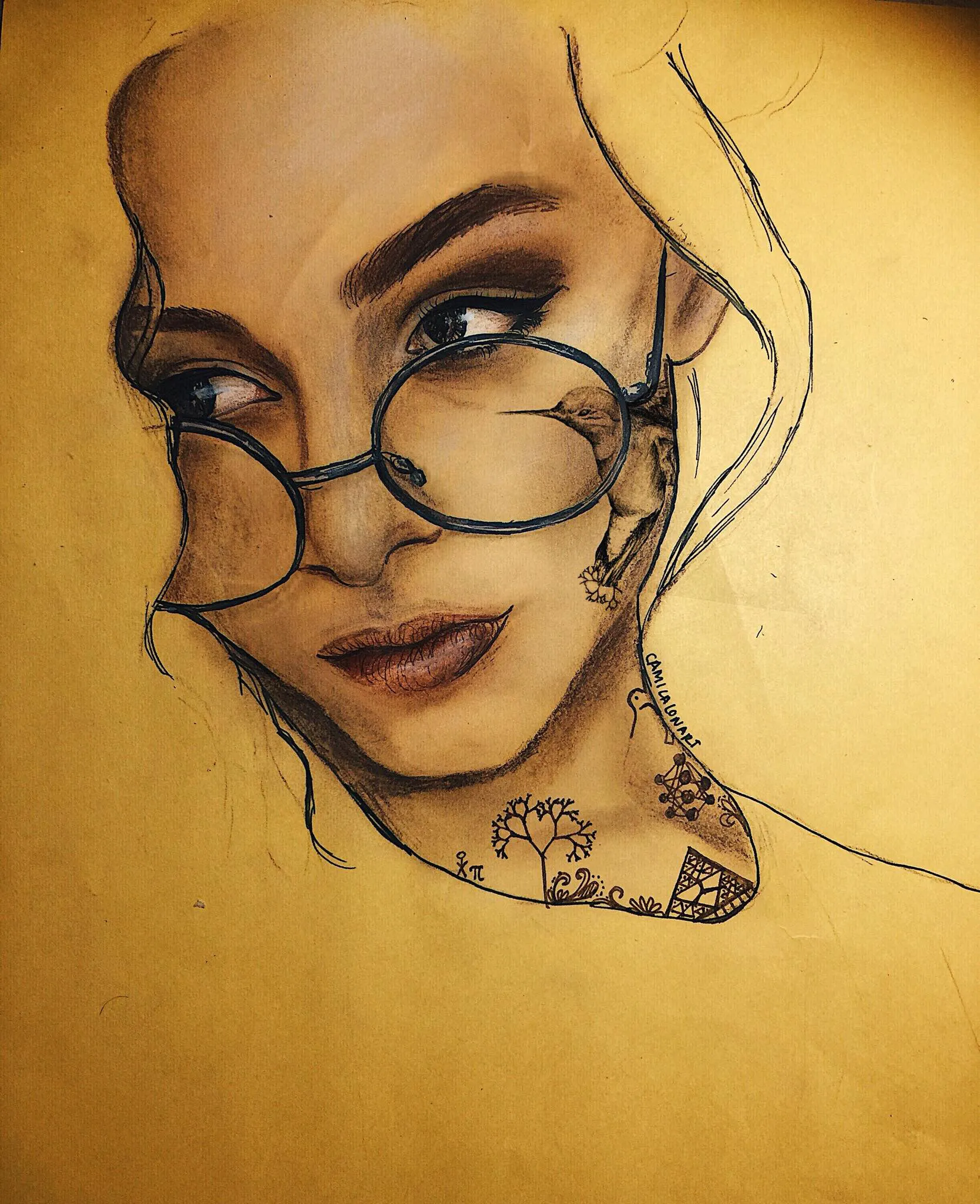 Fractal — Pastels on yellow paper