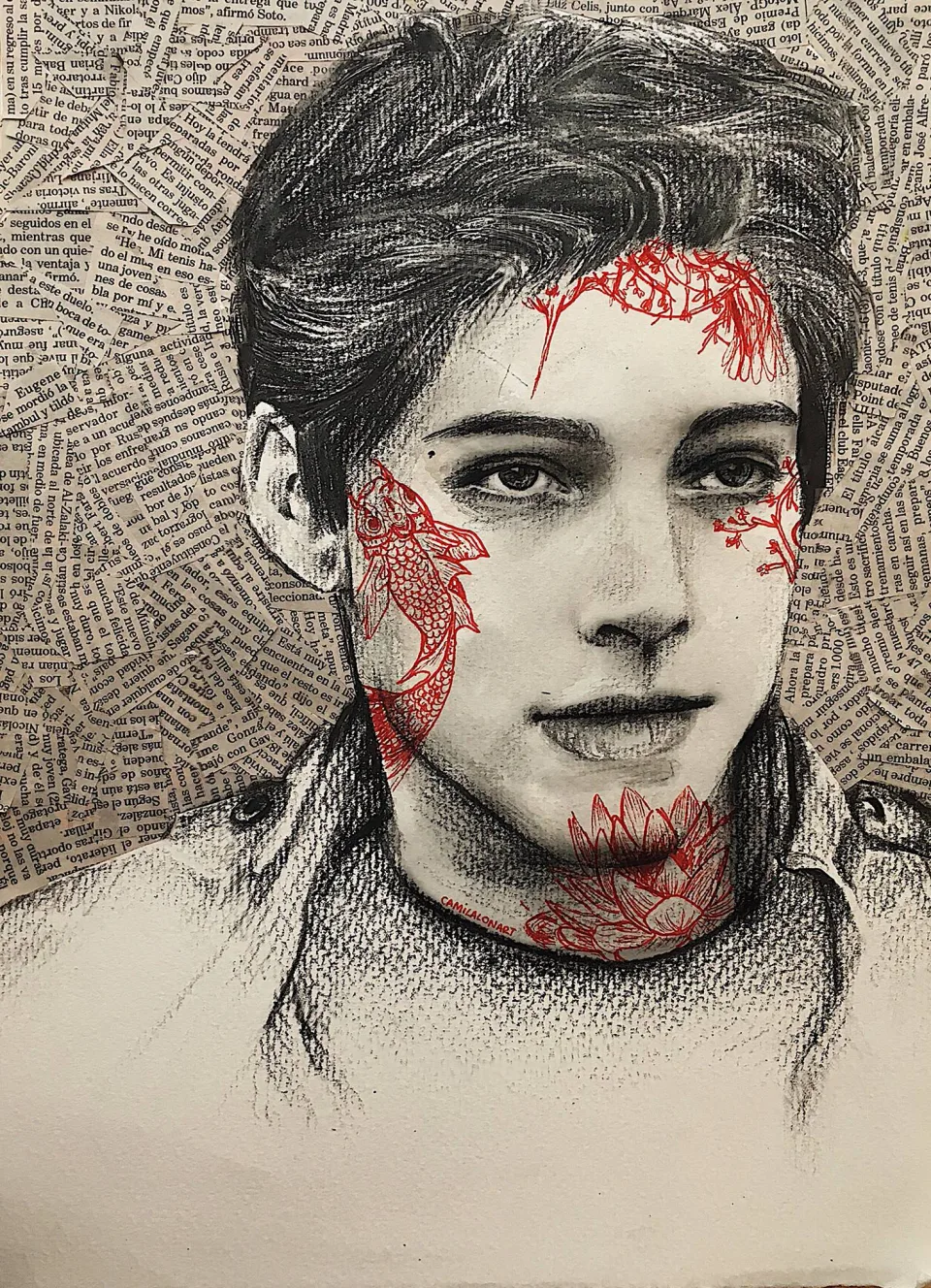 Crush — Watercolor, pencil and collage