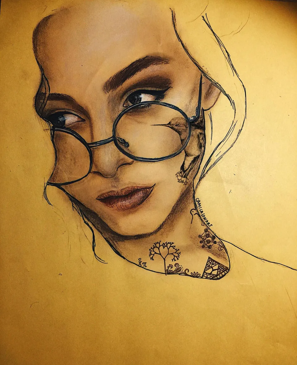 Fractal — Pastels on yellow paper