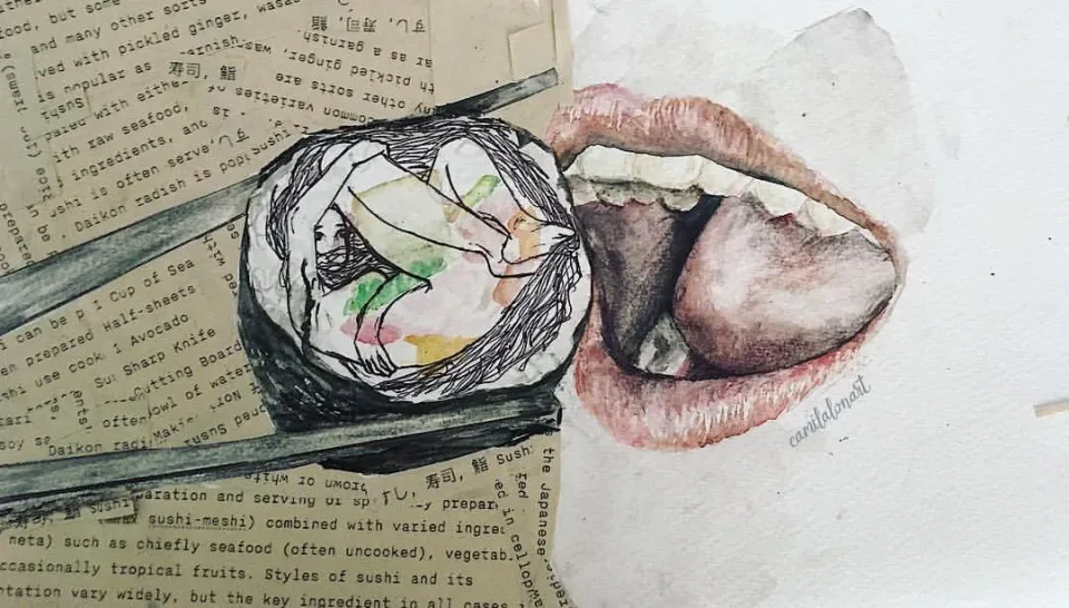 Sushi — Pencil, watercolor, ink and pen, 2017