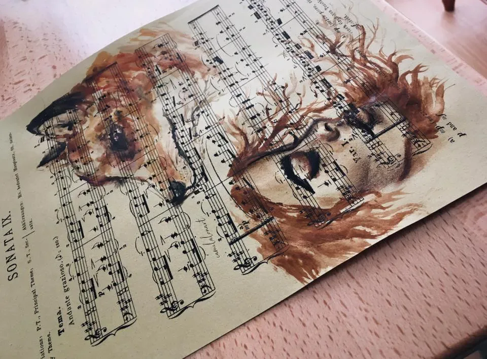 SonataIX — Watercolor and pen, 2016