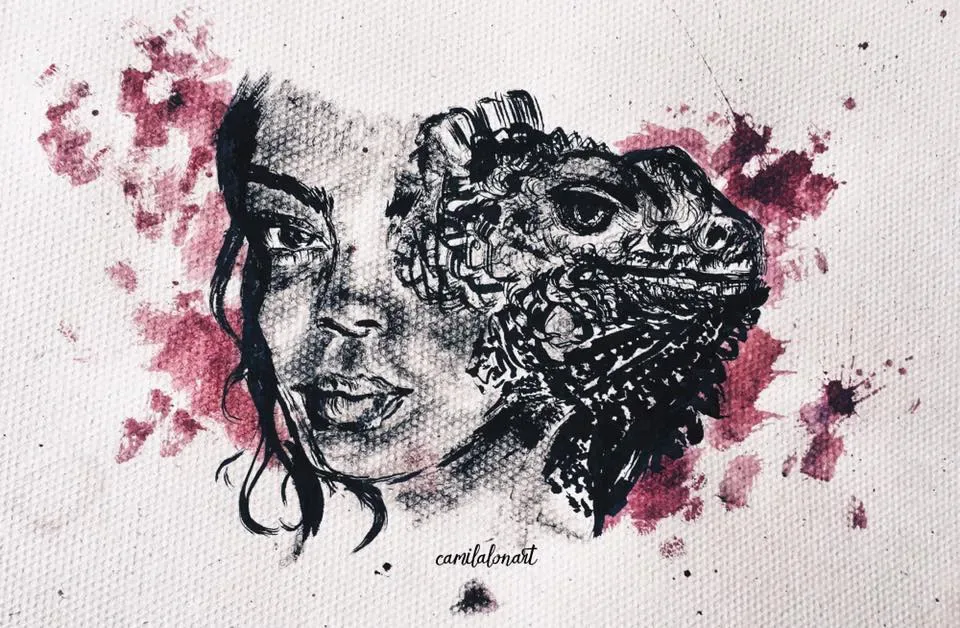 Iguana — Ink and watercolor, 2016