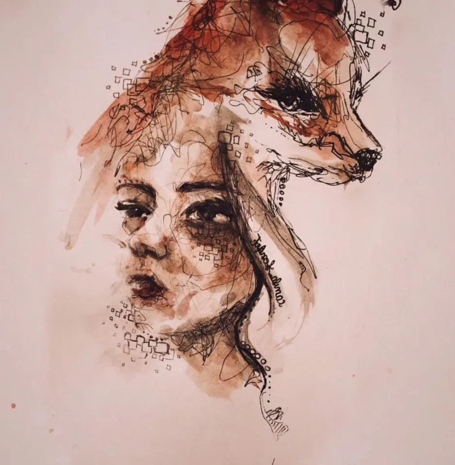 Domesticated — Pen, ink and watercolor on paper