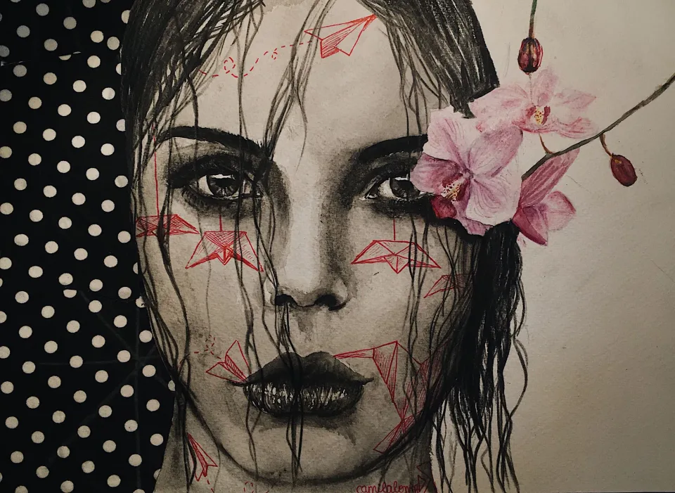 It Didn't Turn Out As Expected — Watercolor, pencil and collage